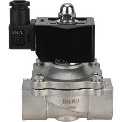 Клапан электромагнитный VS331-VT-NC-24VDC 3/4″ Ду20 Ру10, соленоидный двухходовой, корпус - нержавеющая сталь 304, уплотнение - Viton, резьбовой, нормально-закрытый, прямого действия, катушка - 24В