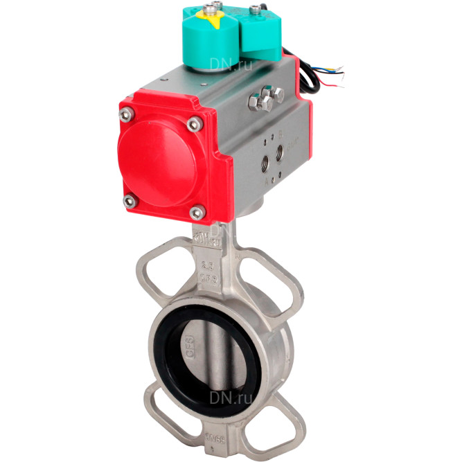 Затвор дисковый поворотный WBV3131N-2W-Fb-H Ду125 Ру16 корпус - нержавеющая сталь 304, диск - нержавеющая сталь 304, уплотнение - NBR, с пневмоприводом PA-DA-105 и магнитным переключателем ALS200D в Омске