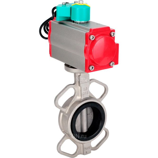 Затвор дисковый поворотный WBV3131N-2W-Fb-H Ду125 Ру16 корпус - нержавеющая сталь 304, диск - нержавеющая сталь 304, уплотнение - NBR, с пневмоприводом PA-DA-105 и магнитным переключателем ALS200D в Омске