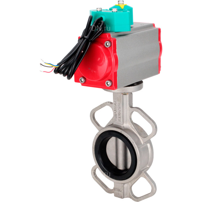 Затвор дисковый поворотный WBV3131N-2W-Fb-H Ду125 Ру16 корпус - нержавеющая сталь 304, диск - нержавеющая сталь 304, уплотнение - NBR, с пневмоприводом PA-DA-105 и магнитным переключателем ALS200D в Омске