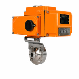 Затвор дисковый поворотный WBV3131E-2W-C-H Ду20 Ру10 кламповый, корпус - пищевая нержавеющая сталь 304, уплотнение - EPDM, с электроприводом QT-N-005EM-A1-220VAC-У1 c датчиком обратной связи и входным управляющим сигналом 4-20мА HARK