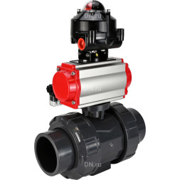 Кран шаровой BV4242E-FP-GRM-ISO Дн65 Ру10 полнопроходной, корпус - НПВХ, шар - НПВХ, уплотнение - EPDM, с пневмоприводом PA-SA-065, пневмораспределителем 4M310-08 AC220V и БКВ APL-510N EX