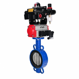 Затвор дисковый поворотный WBV3432V-2W-Fb-H Ду150 Ру16, корпус - углеродистая сталь WCB, диск - нержавеющая сталь 316L, уплотнение - VITON, с пневмоприводом PA-SA-130, пневмораспределителем 4M310-08 DC24V, БКВ APL-410N EX и БПВ AFC2000