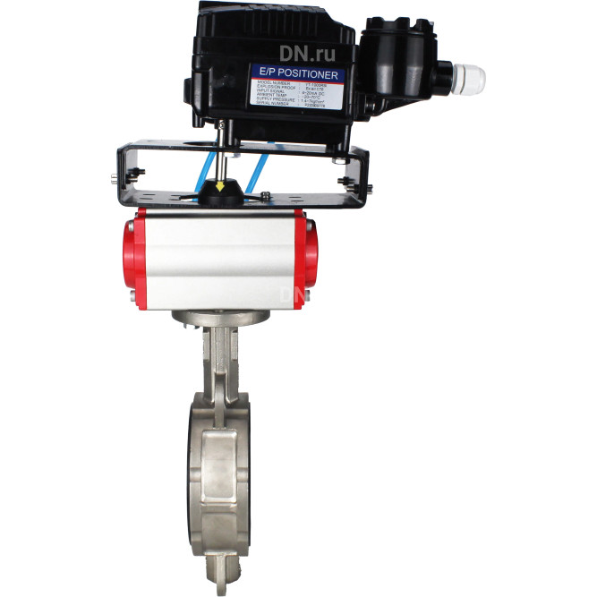 Затвор дисковый поворотный WBV3131E-2W-Fb-H Ду65 Ру16, корпус - нержавеющая сталь 304, диск - нержавеющая сталь 304, уплотнение - EPDM, с пневмоприводом PA-SA-105 и позиционером YT-1000RSN без обратной связи в Омске