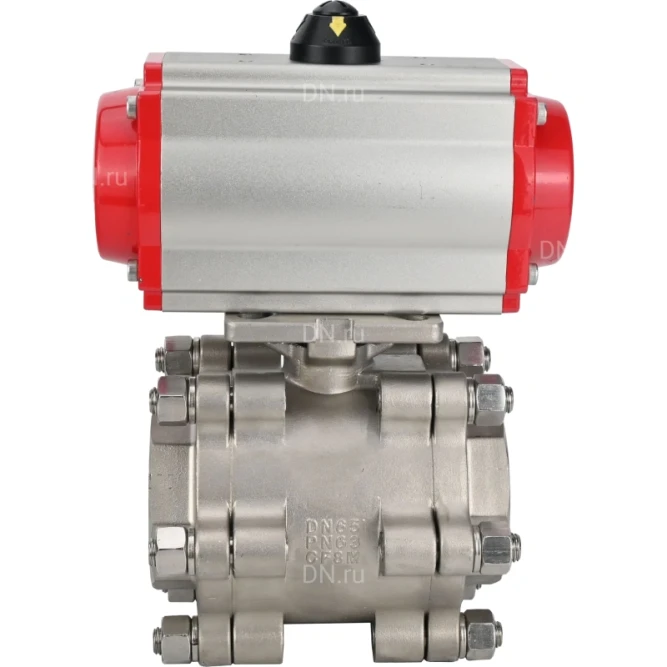 Кран шаровой BV3232P(3pc)-FP-SW-ISO-H Ду50 Ру63 полнопроходной, корпус - нержавеющая сталь SS316, под приварку, с пневмоприводом PA-SA-105, пневмораспределителем 4M310-08 DC24V в Омске