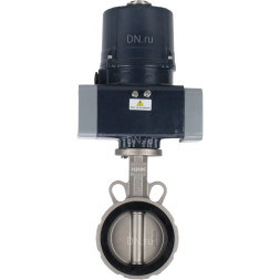 Затвор дисковый поворотный WBV3232N-2W-Fb-H Ду80 Ру16, корпус - нержавеющая сталь 316L, диск - нержавеющая сталь 316L, уплотнение - NBR, с электроприводом QTSA-N-005EM-O0-220VAC с пружинным возвратом