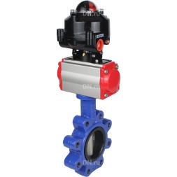 Затвор дисковый поворотный WBV1631E-2W-Fb-H Ду150 Ру16 LUG корпус - чугун QT450, диск - нержавеющая сталь 304, уплотнение - EPDM, с пневмоприводом PA-DA-105, пневмораспределителем 4M310-08 DC24V и БКВ APL-510N EX