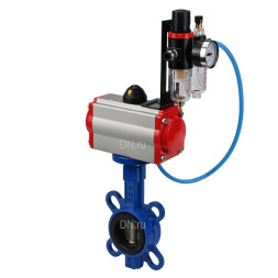 Затвор дисковый поворотный WBV1432E-2W-Fb-H Ду40 Ру16, корпус - чугун GGG50, диск - нержавеющая сталь 316L, уплотнение - EPDM, с пневмоприводом PA-SA-083 с возвратными пружинами, пневмораспределителем 4M310-08 DC24V, БПВ AFC2000