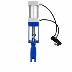 Задвижка шиберная ножевая GVKR3431M-1W-Fb-2P Ду250 Ру10 односторонняя, межфланцевая, клин - однодисковый, шпиндель - выдвижной, корпус - сталь, уплотнение - металл, с пневмоприводом и пневмораспределителем 4V210-08 AC220V