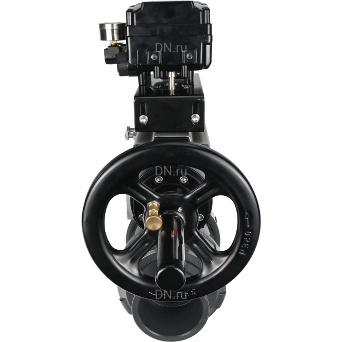 Кран шаровой BV4242E-FP-GRM-ISO Дн20 Ру10 полнопроходной, корпус - НПВХ, шар - НПВХ, уплотнение - EPDM, с пневмоприводом PA-DA-105-1 и пневмопозиционером YT-1000RSN без обратной связи в Омске