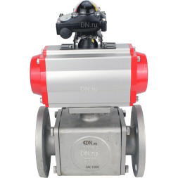 Кран шаровой BV3232P(4pc)-FP-3WL-F Ду40 Ру16 полнопроходной трехходовой, фланцевый, корпус - нержавеющая сталь SS316, с пневмоприводом PA-SA-105 с возвратными пружинами и БКВ APL-210N