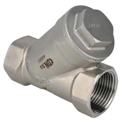 Клапан обратный VCSY3131P-T 1″ Ду25 Ру40 Y-образный, резьбовой, пружинный, корпус - нержавеющая сталь 304, диск - нержавеющая сталь 304, уплотнение - PTFE