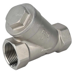 Клапан обратный VCSY3131P-T 1″ Ду25 Ру40 Y-образный, резьбовой, пружинный, корпус - нержавеющая сталь 304, диск - нержавеющая сталь 304, уплотнение - PTFE