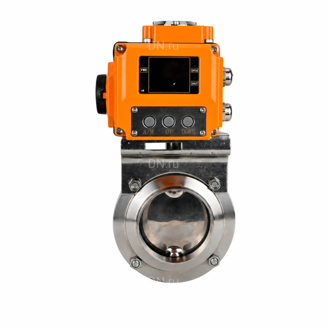 Затвор дисковый поворотный WBV3131E-2W-W-H Ду15 Ру10 под приварку, корпус - пищевая нержавеющая сталь 304, уплотнение - EPDM, с электроприводом QT-N-005EM-B1-220VAC-У1 c датчиком обратной связи и входным управляющим сигналом 0-10В HARK в Омске