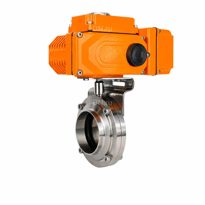 Затвор дисковый поворотный WBV3131E-2W-W-H Ду15 Ру10 под приварку, корпус - пищевая нержавеющая сталь 304, уплотнение - EPDM, с электроприводом QT-N-005EM-B1-220VAC-У1 c датчиком обратной связи и входным управляющим сигналом 0-10В HARK в Омске