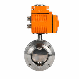 Затвор дисковый поворотный WBV3131E-2W-W-H Ду15 Ру10 под приварку, корпус - пищевая нержавеющая сталь 304, уплотнение - EPDM, с электроприводом QT-N-005EM-B1-220VAC-У1 c датчиком обратной связи и входным управляющим сигналом 0-10В HARK