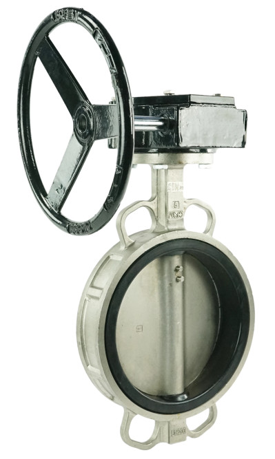 Затвор дисковый поворотный WBV3232E-2W-Fb-H Ду125 Ру16, корпус - сталь 316L, диск - сталь 316L, уплотнение - EPDM,с редуктором RDN RQN3-150Z-T24 в Омске