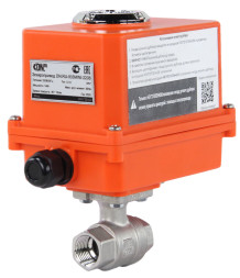 Кран шаровой BV3232P(2pc)-FP-T-ISO-H Ду15 Ру63 полнопроходной двухходовой, нержавеющая сталь 316, внутренняя резьба, уплотнение - PTFE, с электроприводом четвертьоборотным QT-N-003EM-O1-220VAC-У1 MINI