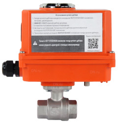 Кран шаровой BV3232P(2pc)-FP-T-ISO-H Ду15 Ру63 полнопроходной двухходовой, нержавеющая сталь 316, внутренняя резьба, уплотнение - PTFE, с электроприводом четвертьоборотным QT-N-003EM-O1-220VAC-У1 MINI
