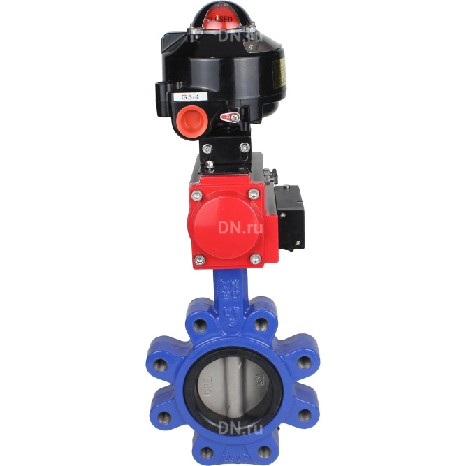 Затвор дисковый поворотный WBV1631N-2W-Fb-H Ду125 Ру16 LUG корпус - чугун QT450, диск - нержавеющая сталь 304, уплотнение - NBR, с пневмоприводом PA-DA-105, пневмораспределителем 4M310-08 DC24V и БКВ APL-510N EX в Омске
