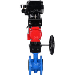 Затвор дисковый поворотный WBV1313E-2W-F-H Ду125 Ру16 фланцевый, корпус - чугун GGG40, диск - чугун GGG40, EPDM, с пневмоприводом PA-DA-130, позиционером YT-1000RSN с обратной связью и ручным дублером MON1-250-T26-ISO