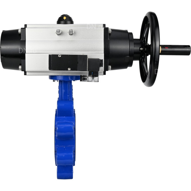 Затвор дисковый поворотный WBV1616E-2W-Fb-H Ду125 Ру16 LUG корпус - чугун QT450, диск - чугун QT450, уплотнение - EPDM, с пневмоприводом PA-DA-105-1 и пневмораспределителем 4M310-08 DC24V в Омске