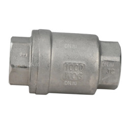 Клапан обратный VCS3232P-T 1″ 1/4 Ду32 Ру16 резьбовой, пружинный, корпус - нержавеющая сталь 316, диск - нержавеющая сталь 316, уплотнение - металл