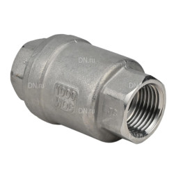 Клапан обратный VCS3232P-T 1″ 1/4 Ду32 Ру16 резьбовой, пружинный, корпус - нержавеющая сталь 316, диск - нержавеющая сталь 316, уплотнение - металл