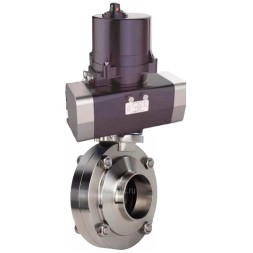 Затвор дисковый поворотный WBV3131S-2W-W-H Ду25 Ру10 под приварку, корпус - пищевая нерж. сталь AISI 304, диск - нерж. сталь AISI 304, уплотнение - Silicon, с электроприводом четвертьоборотным QTSA-N-003EM-O0-220VAC с пружинным возвратом