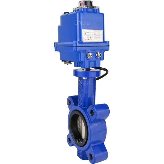 Затвор дисковый поворотный WBV1616N-2W-Fb-H Ду50 Ру16 LUG межфланцевый, корпус - чугун QT450, диск - чугун QT450, уплотнение - NBR, с электроприводом QT-N-003EM-O1-12VDC-У1 blue 12В в Омске