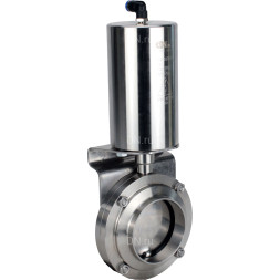Затвор дисковый поворотный WBV3131S-2W-W-H Ду65 Ру10 под приварку, пищевая нержавеющая сталь 304, уплотнение – Silicon, с пневмоприводом PA-SA-85 с возвратными пружинами