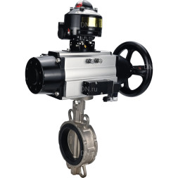 Затвор дисковый поворотный WBV3232V-2W-Fb-H Ду150 Ру16, корпус - нержавеющая сталь 316L, диск - нержавеющая сталь 316L, уплотнение - Viton, с пневмоприводом PA-DA-105-1 двойного действия, пневмораспределителем 4M310-08 DC24V, БКВ APL-510N EX