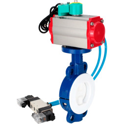 Затвор дисковый поворотный WBV3434Pf-2W-Fb-H Ду125 Ру16 корпус - углеродистая сталь WCB, диск - углеродистая сталь WCB, футерованный PTFE, уплотнение - PTFE, с PA-DA-083, 4V320-08 AC220V и ALS200D