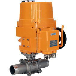 Кран шаровой BV3131P(3pc)-FP-W-ISO-H LONG Ду50 Ру40 полнопроходной, корпус - нержавеющая сталь 304, уплотнение - PTFE, под приварку, с 1/4-оборотным электроприводом взрывозащищенным QT-EX-010EM-O2-220VAC-У1 220В