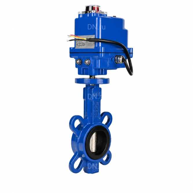 Затвор дисковый поворотный WBV1413E-2W-Fb-H Ду65 Ру16, корпус - чугун GGG50, диск - чугун GGG40, уплотнение - EPDM, с электроприводом QT-N-003EM-O1-12VDC-У1 blue 12В в Омске