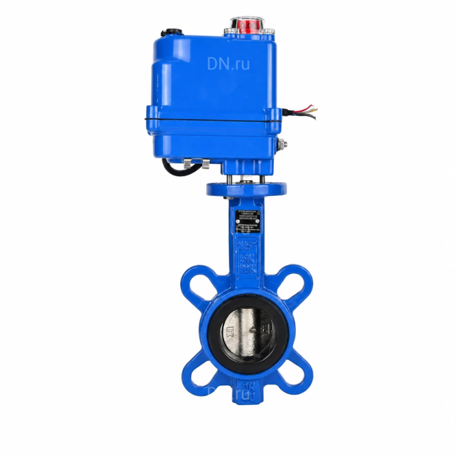 Затвор дисковый поворотный WBV1413E-2W-Fb-H Ду65 Ру16, корпус - чугун GGG50, диск - чугун GGG40, уплотнение - EPDM, с электроприводом QT-N-003EM-O1-12VDC-У1 blue 12В в Омске