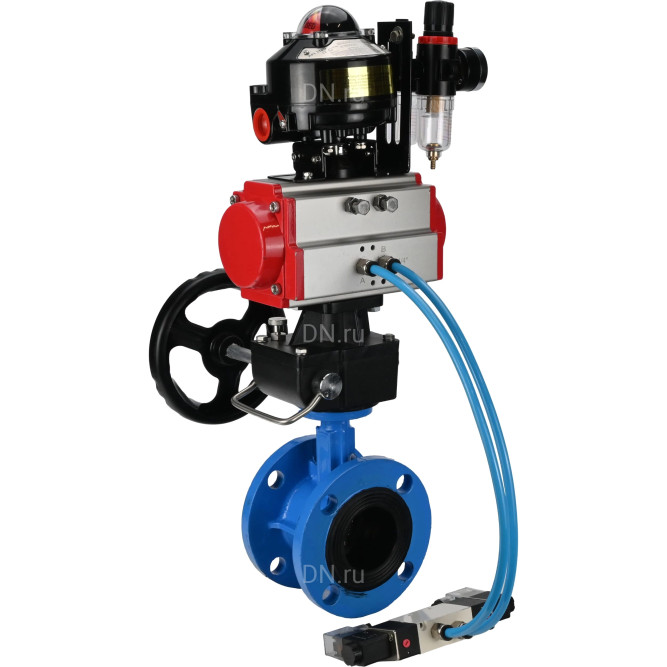 Затвор дисковый поворотный WBV1313E-2W-F-H Ду65 Ру16 фланцевый, корпус - чугун GGG40, диск - чугун GGG40, EPDM, с пневмоприводом PA-DA-105, пневмораспределителем 4V320-08 AC220V, БКВ APL-510N EX, дублером MON1-250-T26-ISO и БПВ AFC2000 в Омске