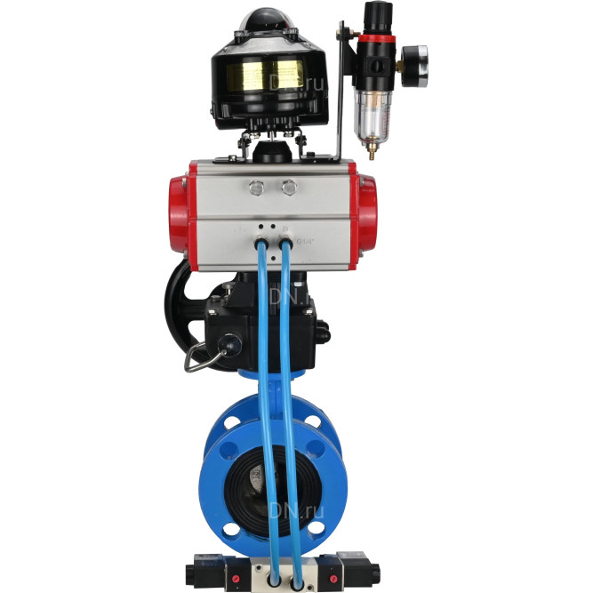 Затвор дисковый поворотный WBV1313E-2W-F-H Ду65 Ру16 фланцевый, корпус - чугун GGG40, диск - чугун GGG40, EPDM, с пневмоприводом PA-DA-105, пневмораспределителем 4V320-08 AC220V, БКВ APL-510N EX, дублером MON1-250-T26-ISO и БПВ AFC2000 в Омске