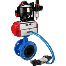 Затвор дисковый поворотный WBV1313E-2W-F-H Ду125 Ру16 фланцевый, корпус - чугун GGG40, диск - чугун GGG40, EPDM, с пневмоприводом PA-DA-130, пневмораспределителем 4V320-10 AC220V, БКВ APL-510N EX и БПВ AFC2000