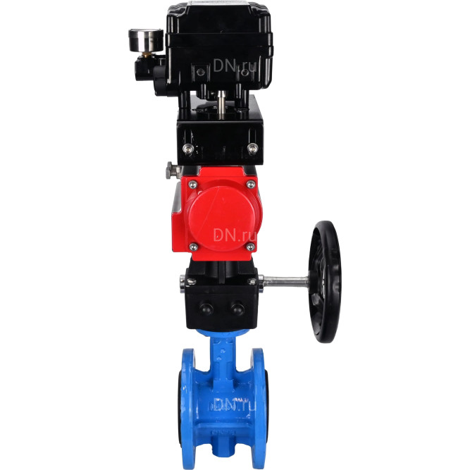 Затвор дисковый поворотный WBV1313E-2W-F-H Ду200 Ру16 фланцевый, корпус - чугун GGG40, диск - чугун GGG40, EPDM, с пневмоприводом PA-DA-140, позиционером YT-1000RSN с обратной связью и ручным дублером MON2-450-T28-ISO в Омске