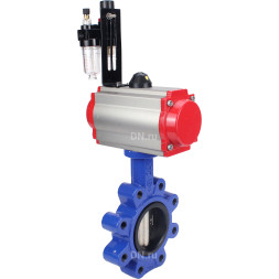 Затвор дисковый поворотный WBV1616E-2W-Fb-H Ду125 Ру16 LUG корпус - чугун QT450, диск - чугун QT450, уплотнение - EPDM, с пневмоприводом PA-SA-140, пневмораспределителем 4M310-08 AC220V и БПВ AFC2000