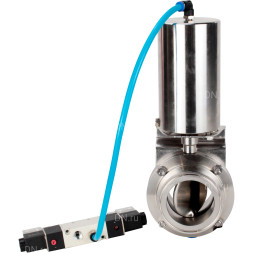 Затвор дисковый поворотный кламповый WBV3131E-2W-C-H Ду100 Ру10 корпус - пищевая нержавеющая сталь 304, уплотнение – EPDM, с пневмоприводом PA-SA-85 и пневмораспределителем 4V320-10 AC220V