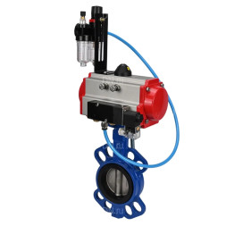 Затвор дисковый поворотный WBV1432E-2W-Fb-H Ду125 Ру16, корпус - чугун GGG50, диск - нержавеющая сталь 316L, уплотнение - EPDM, с пневмоприводом PA-SA-130 с возвратными пружинами, пневмораспределителем 4M310-08 DC24V, БПВ AFC2000