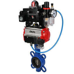 Затвор дисковый поворотный WBV1413E-2W-Fb-H Ду40 Ру16, корпус - чугун GGG50, диск - чугун GGG40, уплотнение - EPDM, с пневмоприводом PA-DA-052 двойного действия, пневмораспределителем 4M310-08 AC220V, БКВ APL-410N EX, БПВ AFC2000