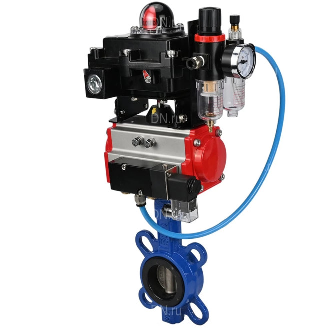 Затвор дисковый поворотный WBV1413E-2W-Fb-H Ду40 Ру16, корпус - чугун GGG50, диск - чугун GGG40, уплотнение - EPDM, с пневмоприводом PA-DA-052 двойного действия, пневмораспределителем 4M310-08 AC220V, БКВ APL-410N EX, БПВ AFC2000 в Омске