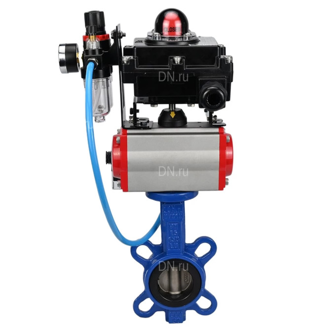Затвор дисковый поворотный WBV1413E-2W-Fb-H Ду40 Ру16, корпус - чугун GGG50, диск - чугун GGG40, уплотнение - EPDM, с пневмоприводом PA-DA-052 двойного действия, пневмораспределителем 4M310-08 AC220V, БКВ APL-410N EX, БПВ AFC2000 в Омске