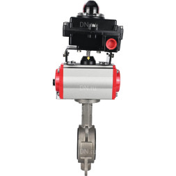 Затвор дисковый поворотный WBV3131N-2W-Fb-H Ду125 Ру16, корпус - нержавеющая сталь 304, диск - нержавеющая сталь 304, уплотнение - NBR, с пневмоприводом PA-SA-140, пневмораспределителем 4M310-08 AC220V и БКВ APL-410N EX