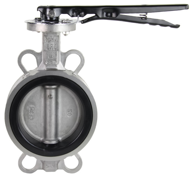 Затвор дисковый поворотный WBV3232V-2W-Fb-H Ду125 Ру16 межфланцевый, корпус - нержавеющая сталь 316L, диск - нержавеющая сталь 316L, уплотнение - VITON, с рукояткой, квадрат 14х14, F07 в Омске