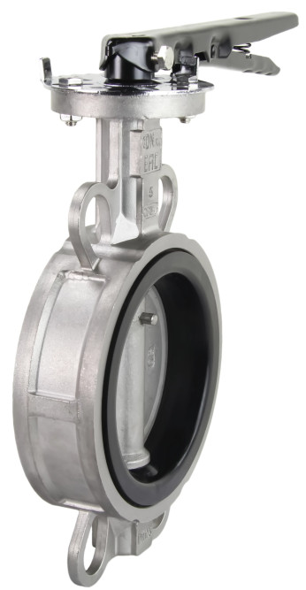 Затвор дисковый поворотный WBV3232V-2W-Fb-H Ду125 Ру16 межфланцевый, корпус - нержавеющая сталь 316L, диск - нержавеющая сталь 316L, уплотнение - VITON, с рукояткой, квадрат 14х14, F07 в Омске