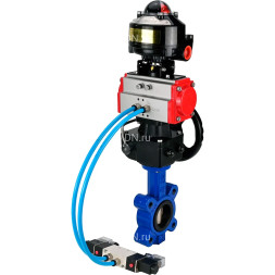 Затвор дисковый поворотный WBV1616N-2W-Fb-H Ду80 Ру16 LUG, корпус - чугун QT450, диск - чугун QT450, уплотнение - NBR, с пневмоприводом PA-DA-083, пневмораспределителем 4M320-08 AC220V, ручным дублером MON2-450-T28-ISO и БКВ APL-510N EX